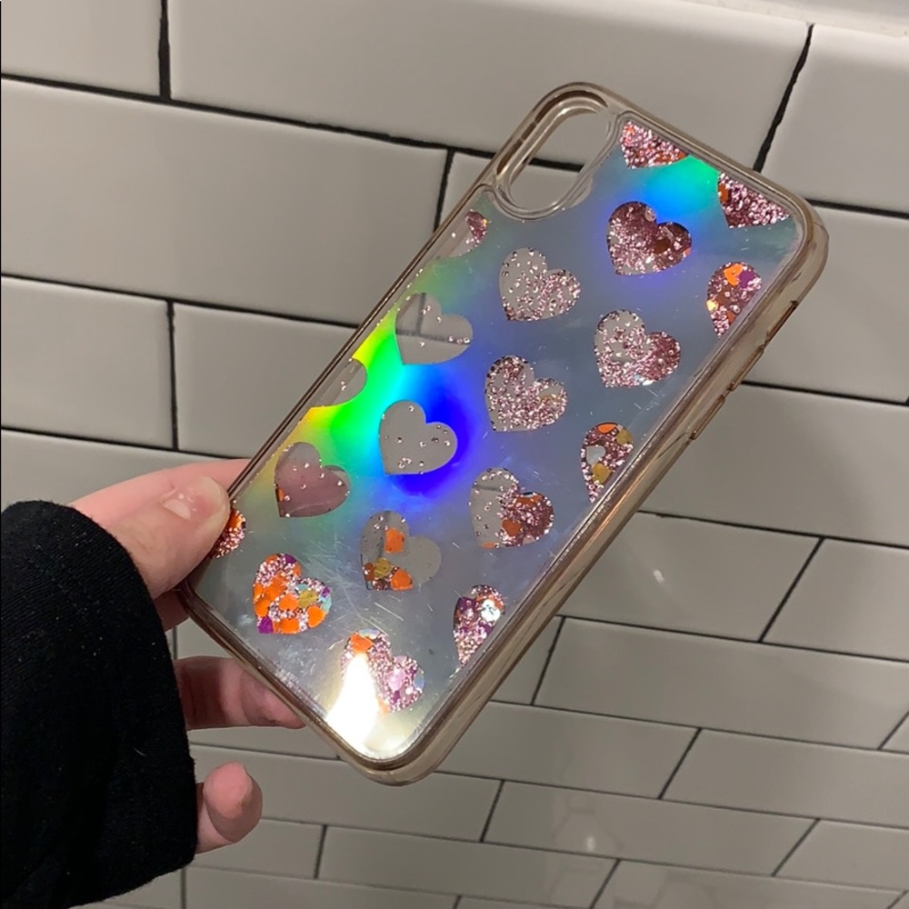 sparkly pink heart iphone XR phone case
